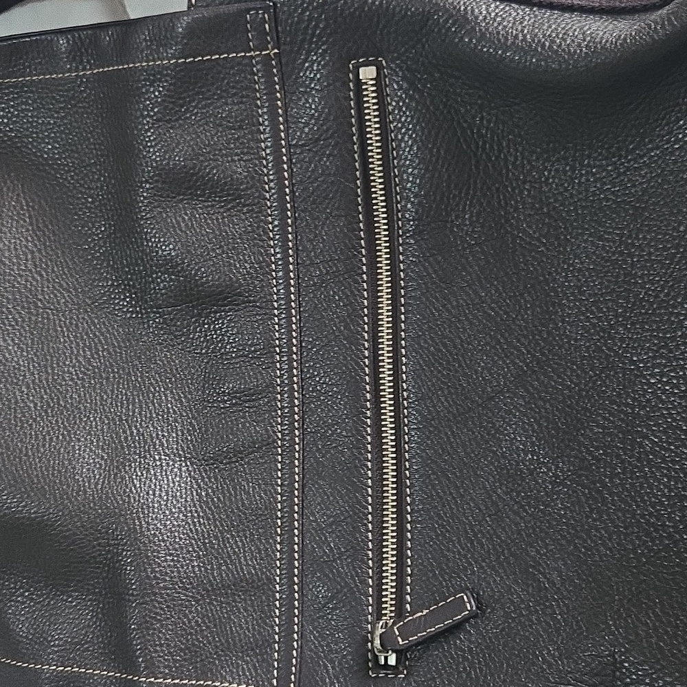 Levenger Bomber Jacket Leather Laptop Messenger Bag Pebble Black EUC - Picture 7 of 16